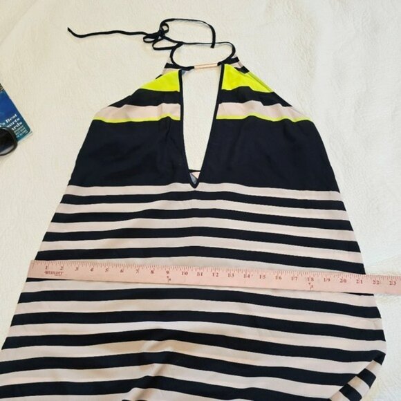 Ted Baker Women's Striped Sheer Halter Maxi Dress Size Medium Swimwear Coverup - Picture 4 of 15